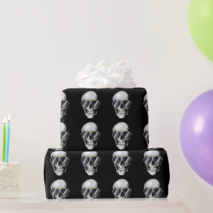 Pop Art Comic Skull With Sunglasses Graphic Wrapping Paper