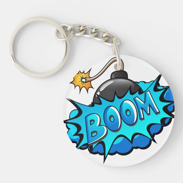 Pop Art Comic Style Bomb Boom! Key Ring (Front)