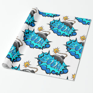 Pop Art Comic Style Bomb Boom! Wrapping Paper