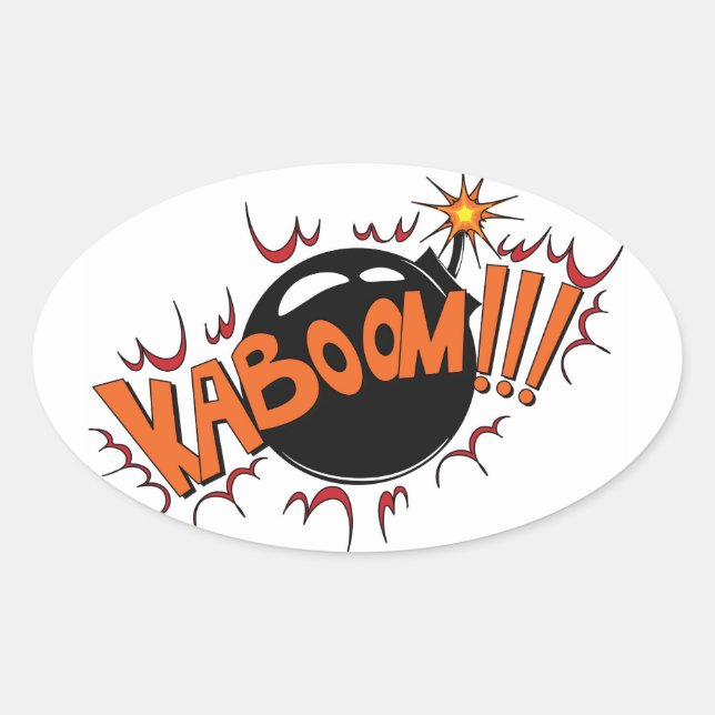 Pop Art Comic Style KaBoom! Oval Sticker (Front)