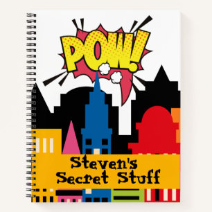 Pop art comic style personalised notebook