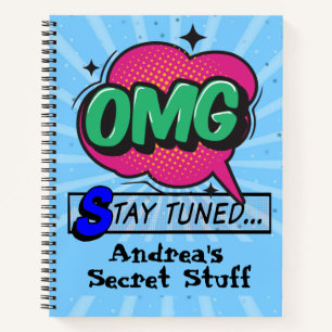 Pop art comic style personalised notebook