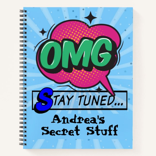 Pop art comic style personalised notebook (Front)