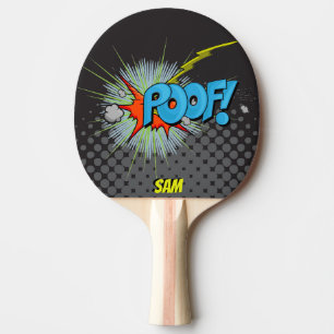 Pop Art Comic Style Poof! Personalised Superhero Ping Pong Paddle