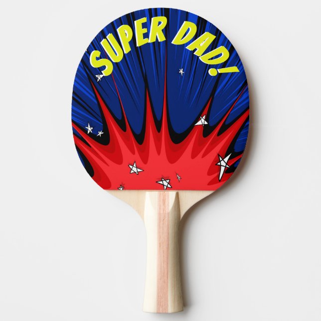 Pop Art Comic Style Super Dad Personalised Ping Pong Paddle (Front)