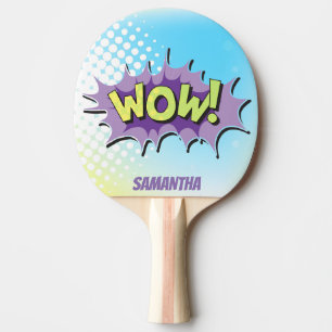 Pop Art Comic Style Superhero Wow! Personalised Ping Pong Paddle