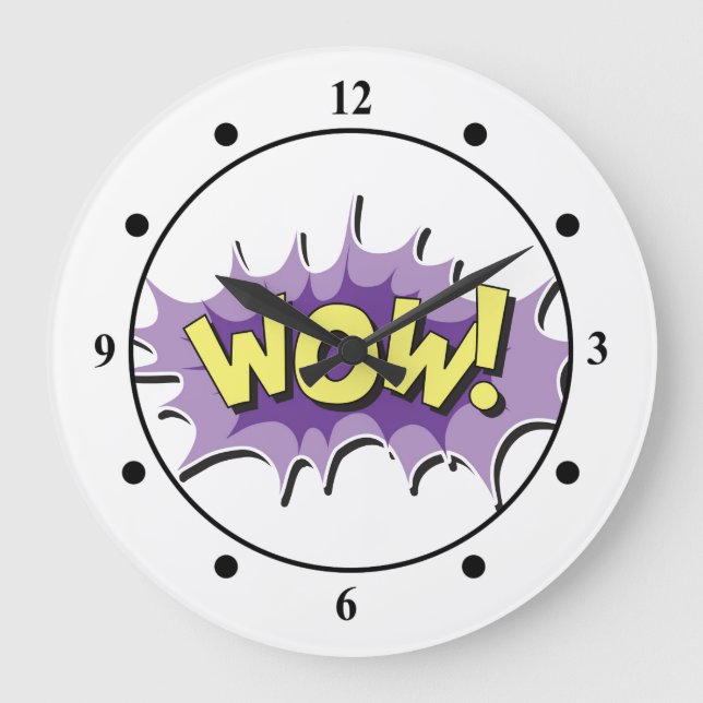 Pop Art Comic Style Wow Large Clock (Front)