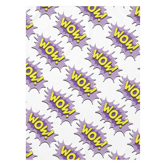 Pop Art Comic Style Wow Tablecloth (Front)