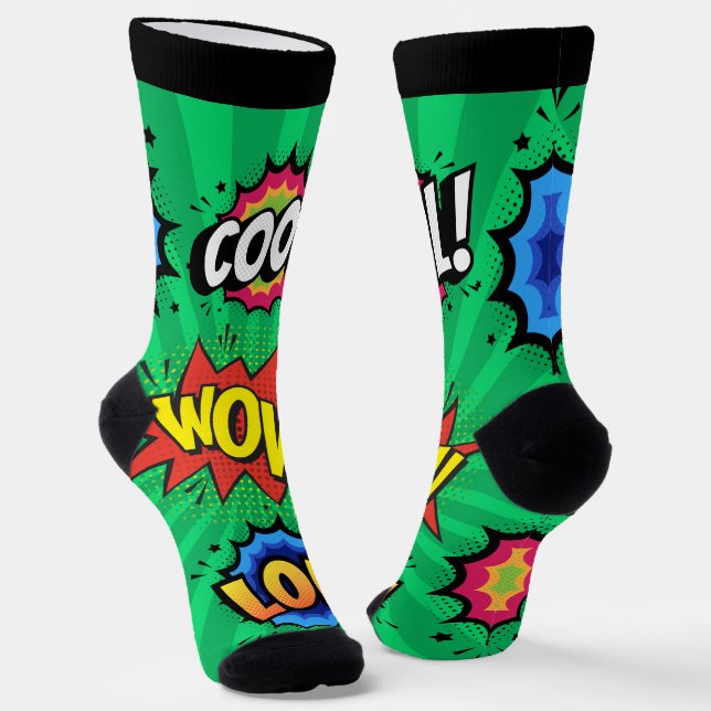 Pop Art Comics Speech Bubbles Socks (Angled)