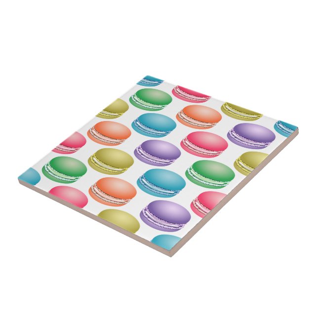Pop Art Cookies Colourful Macarons Ceramic Tile (Side)