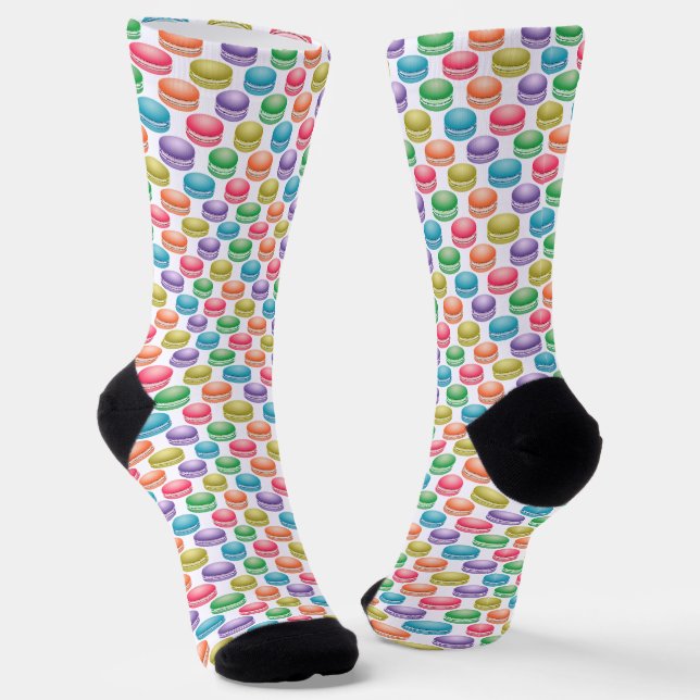 Pop Art Cookies Colourful Macarons Socks (Angled)