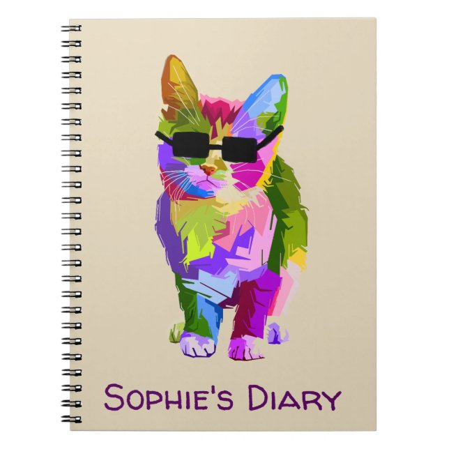 Pop Art cool cat kitty cat art Notebook (Front)