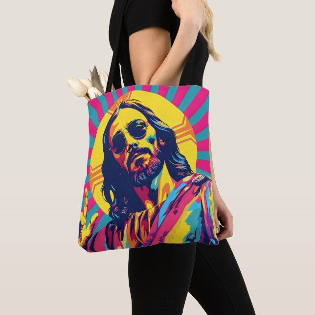 Pop Art Cool Jesus Tote Bag (Close Up)