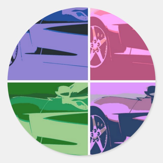 Pop Art Corvettes Classic Round Sticker (Front)