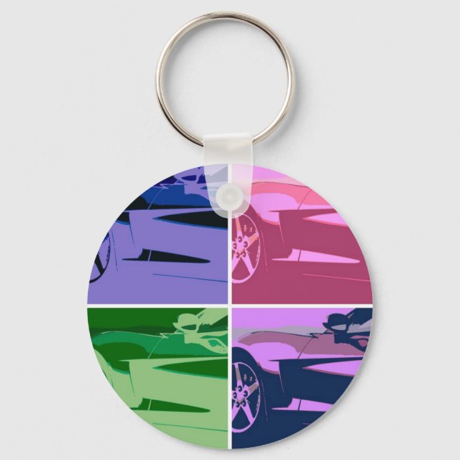 Pop Art Corvettes Key Ring (Front)