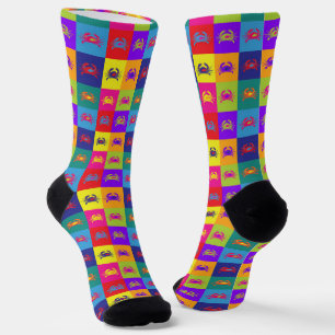 Pop Art Crabs Colourful Seafood Patterned Socks