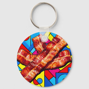 Pop Art Crispy Bacon Key Ring