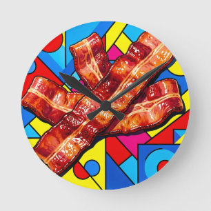 Pop Art Crispy Bacon Round Clock