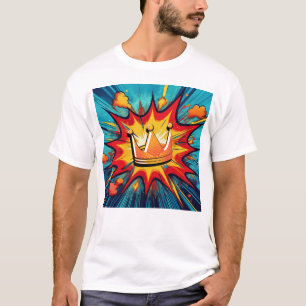 Pop Art Crown with Explosive Comic Style Design T-Shirt