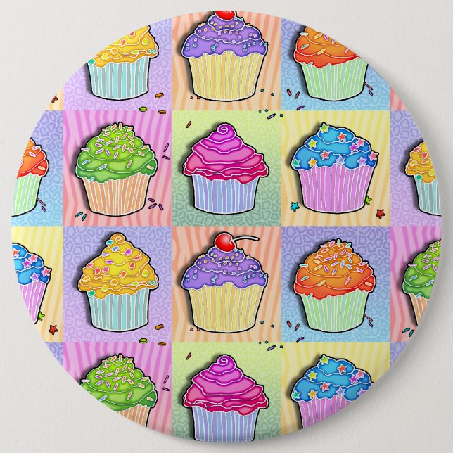 Pop Art CUPCAKES BUTTON (Front)