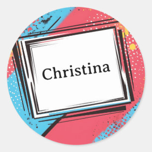 Pop Art Custom Name Design: Vibrant & Bold Art Classic Round Sticker
