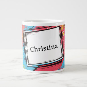 Pop Art Custom Name Design: Vibrant & Bold Art Large Coffee Mug
