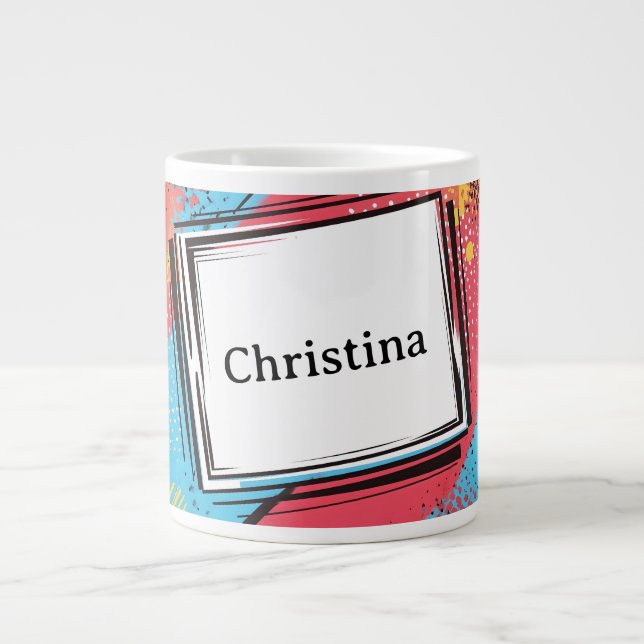 Pop Art Custom Name Design: Vibrant & Bold Art Large Coffee Mug (Front)