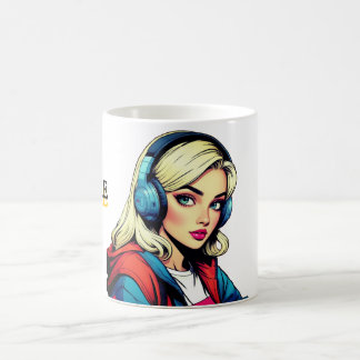 Pop Art Cute Gamer Girl Comic Style Mug 