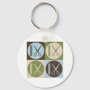 Pop Art Cutting Hair Key Ring