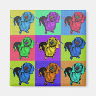 Pop Art Dachsund Doxie Panels Multi-Colour Popart Magnet