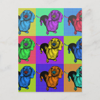 Pop Art Dachsund Doxie Panels Multi-Colour Popart Postcard