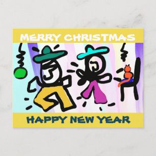 Pop art Dancing! Merry Christmas! Holiday Postcard