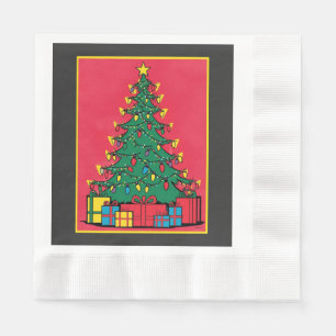 Pop Art Design Of A Christmas Tree With Presents Napkin