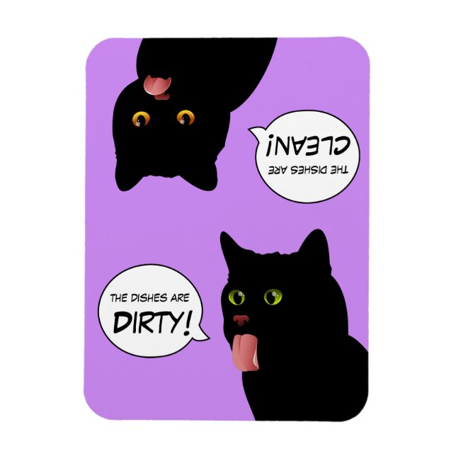 Pop Art Dishes are clean/dirty Cat Magnet (Vertical)