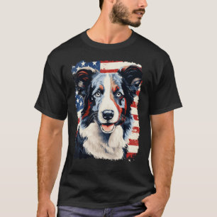 Pop Art Dog 4th of July Border Collie T-Shirt