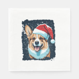 Pop Art Dog Christmas Corgi Napkin