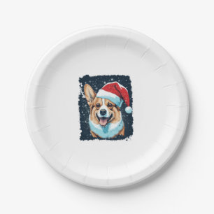Pop Art Dog Christmas Corgi Paper Plate
