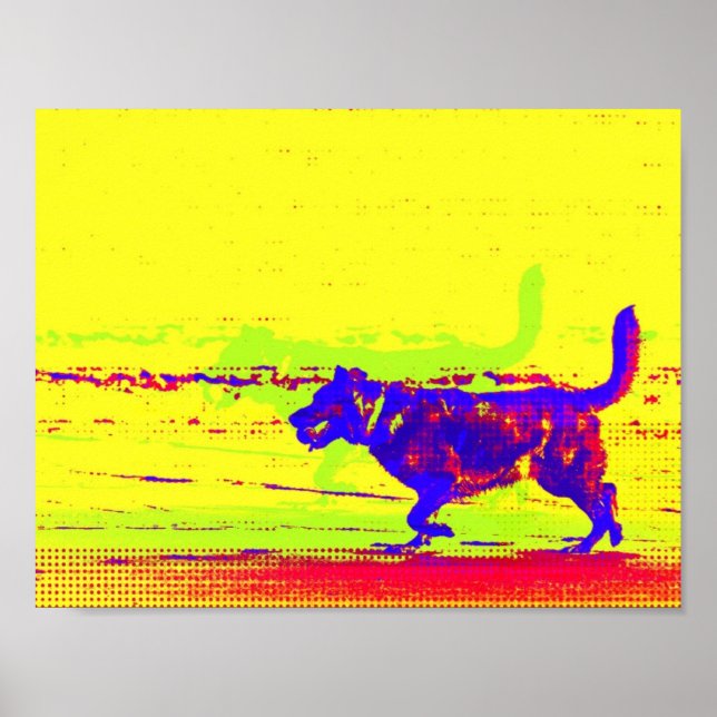Pop Art Dog on Beach poster (Front)
