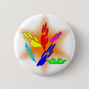 Pop Art Dog Paw Prints 6 Cm Round Badge