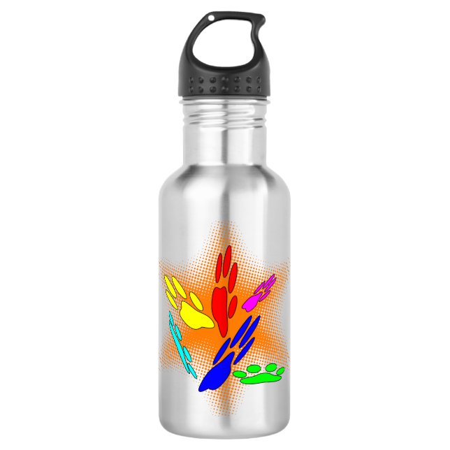 Pop Art Dog Paw Prints 710 Ml Water Bottle (Front)