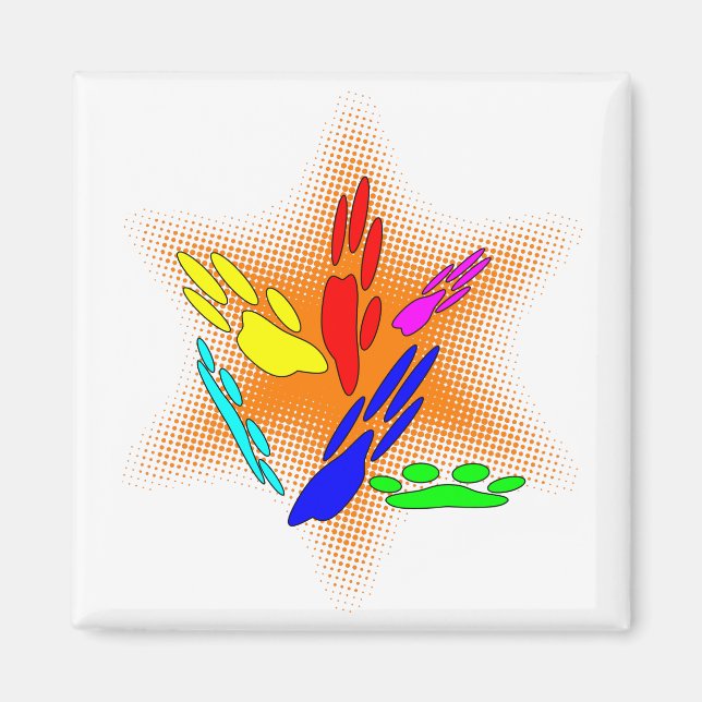 Pop Art Dog Paw Prints Magnet (Front)