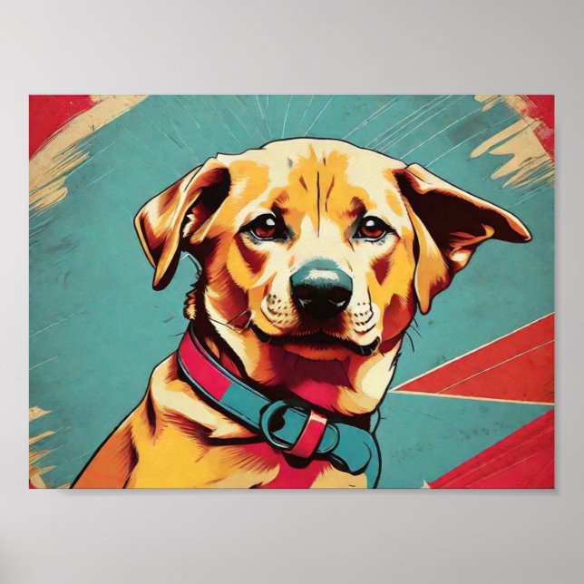 Pop Art Dog Photo - Modern Retro Colour Block Post Poster (Front)