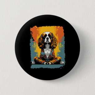 Pop Art Dog Yoga Meditation Cavalier King Charles 6 Cm Round Badge