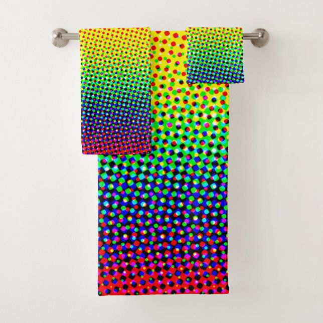Pop Art Dots Rainbow Bright Cheerful Colourful Gay Bath Towel Set (Insitu)