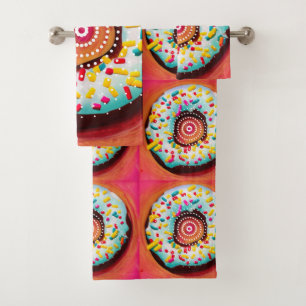 Pop Art Doughnut Bath Towel Set
