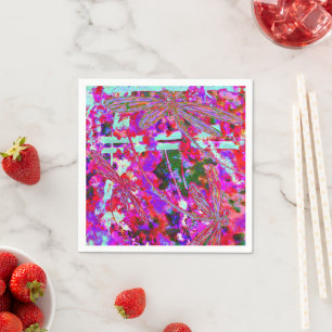 Pop Art Dragonflies on Pink Latte Mug Napkin
