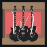 Pop Art Electric Guitar Monogram Initial Faux Canvas Print<br><div class="desc">Musical Instruments Graphic Designs Illustrations</div>