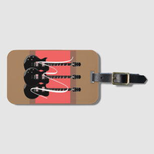 Pop Art Electric Guitar Monogram Initial Luggage Tag