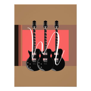 Pop Art Electric Guitar Monogram Initial Photo Print