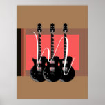 Pop Art Electric Guitar Monogram Initial Poster<br><div class="desc">Musical Instruments Graphic Designs Illustrations</div>